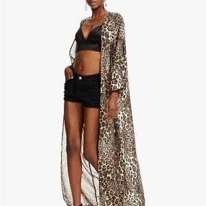 Brown & Black animal print size XL kimono NWT